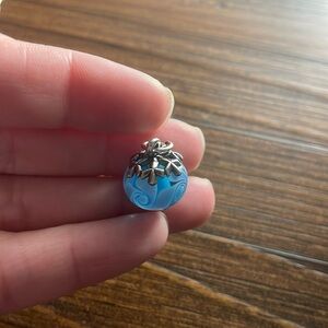 Retired James Avery Snowflake Charm Blue Winter Glass Bead